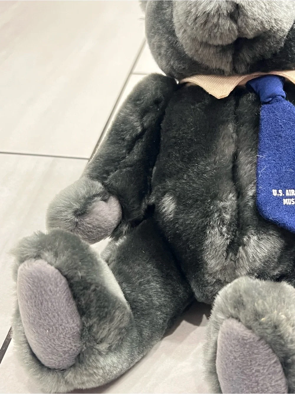 Velvets By Greek Gray Stuffed Bear 11” Plush Toy U.S. Air Force Museum Tie